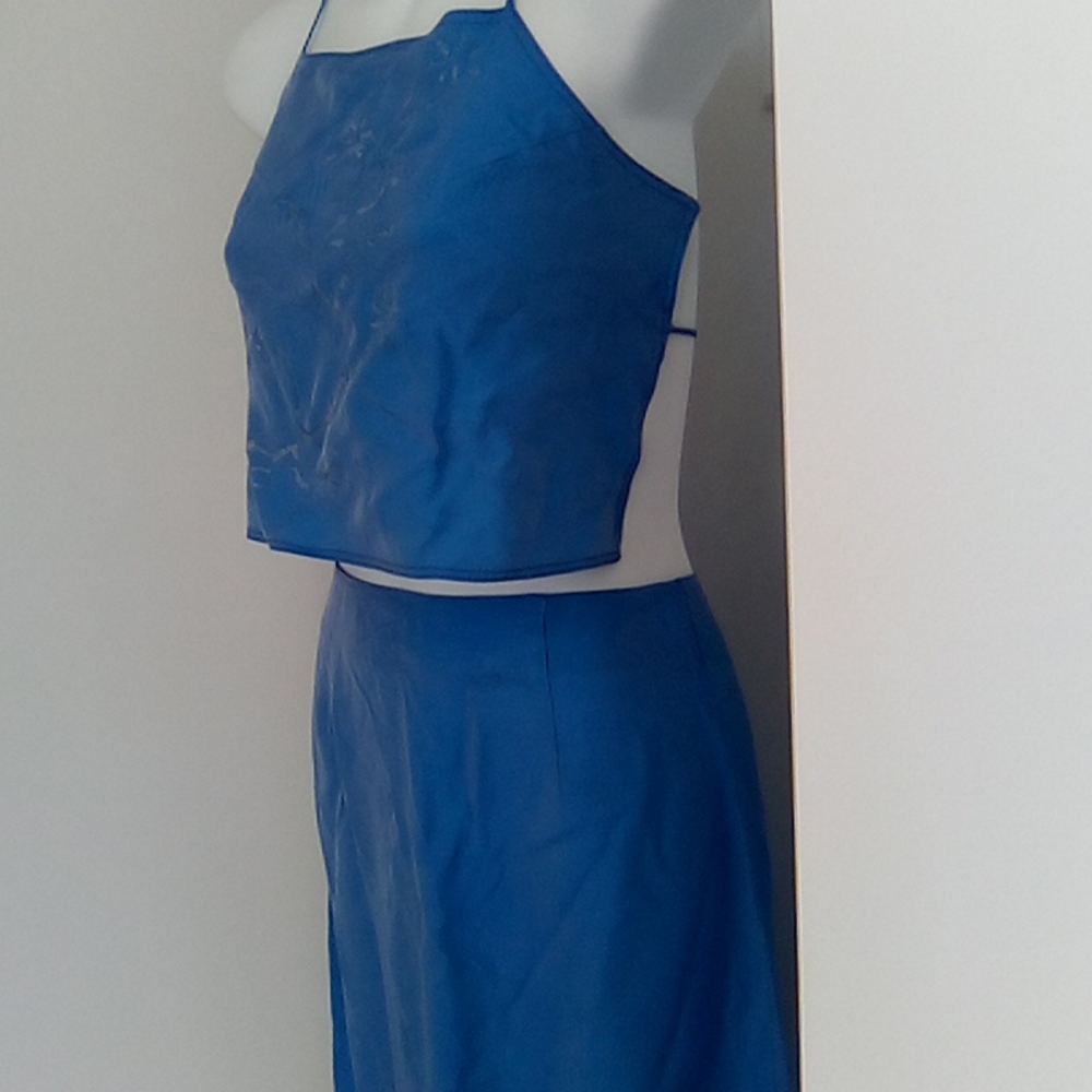 Vintage 90s Formal Maxi Skirt And Halter Top  Set - Picture 7 of 16